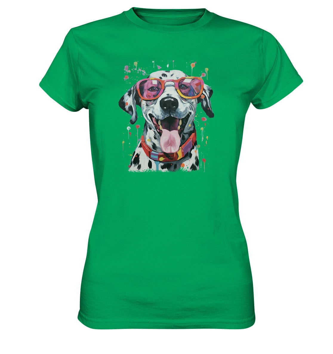 Bunter Dalmatiner mit Sonnenbrille - Ladies Premium Shirt Kelly Green / XS