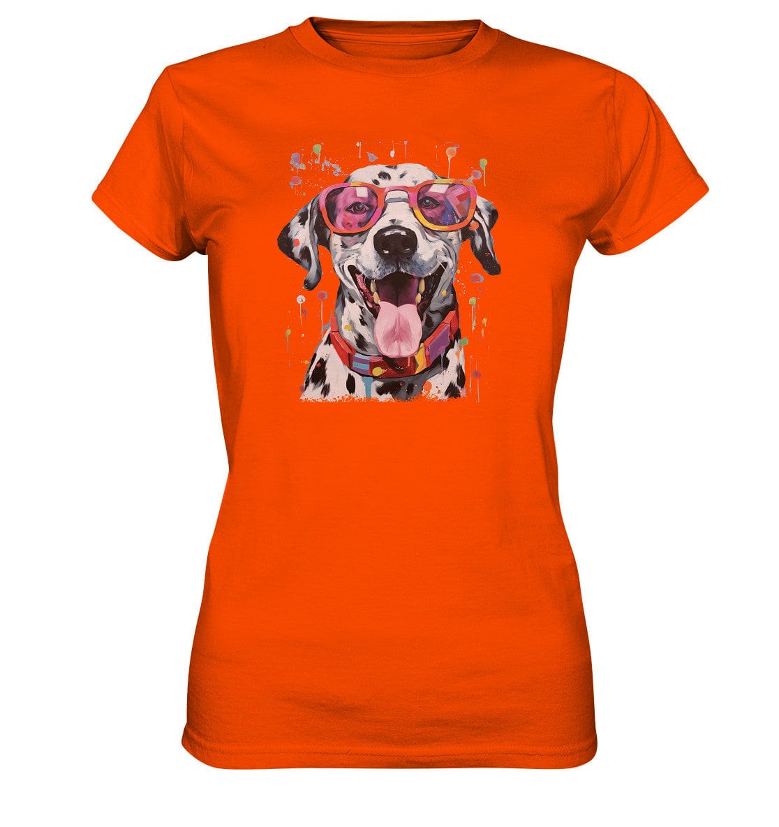 Bunter Dalmatiner mit Sonnenbrille - Ladies Premium Shirt Orange / XS