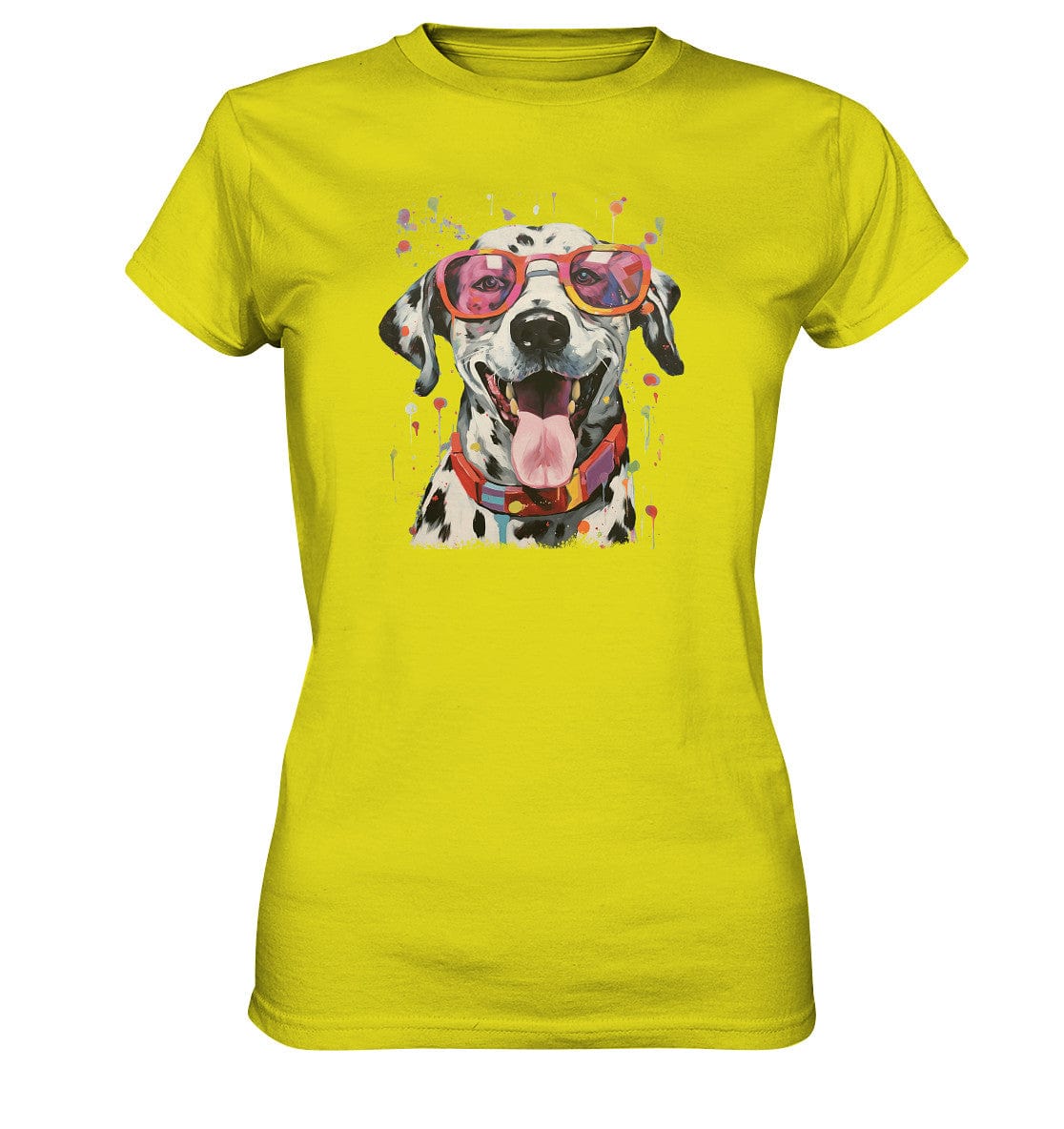 Bunter Dalmatiner mit Sonnenbrille - Ladies Premium Shirt Pixel Lime / XS