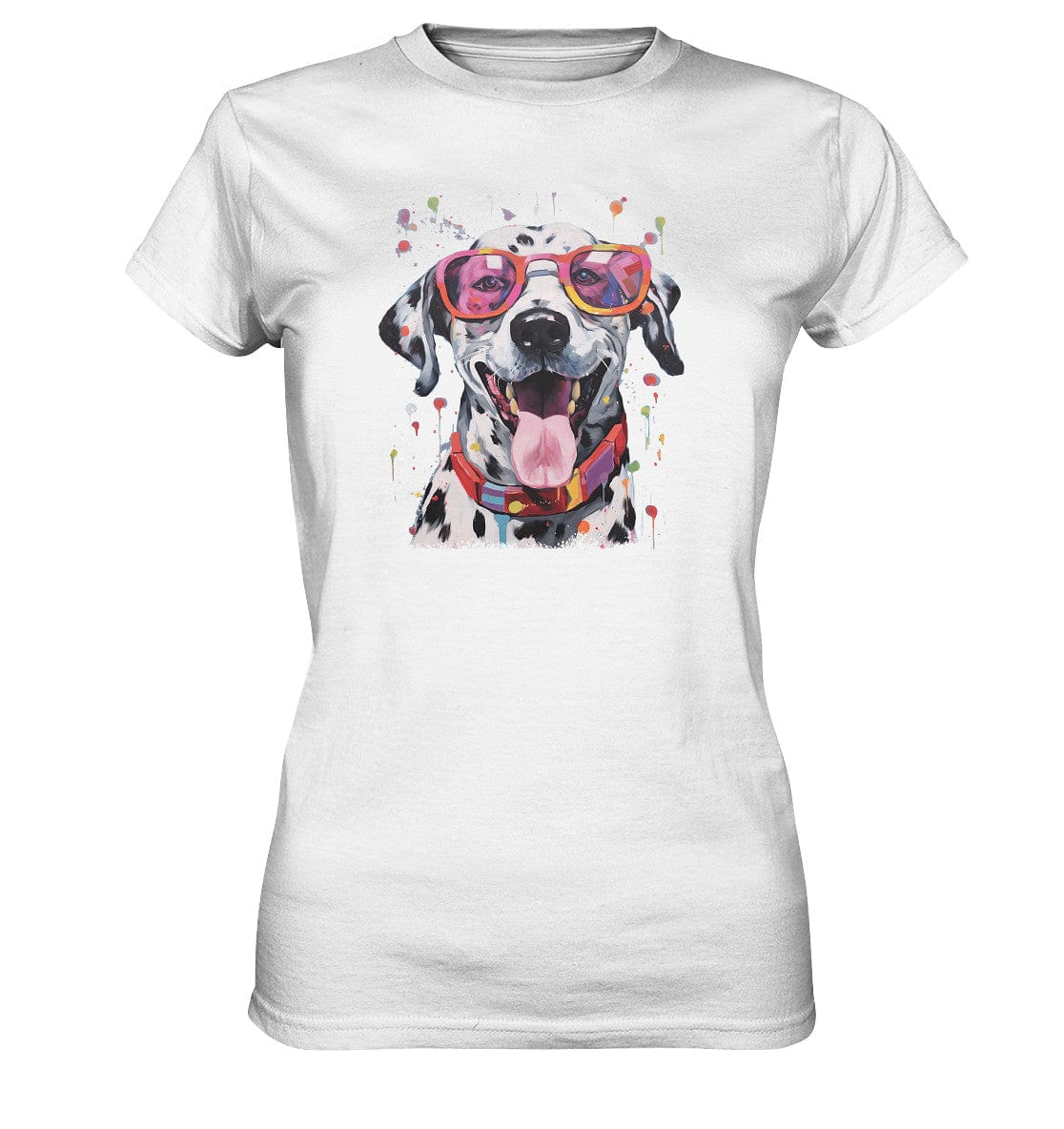 Bunter Dalmatiner mit Sonnenbrille - Ladies Premium Shirt White / XS