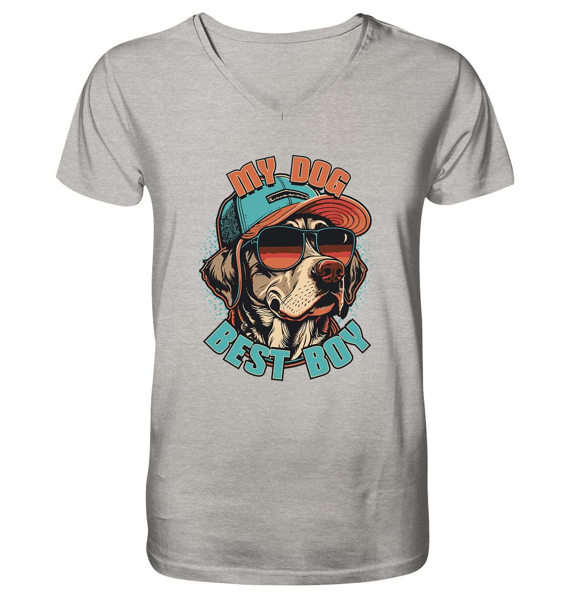 Cool Labrador Dog - My dog best boy - Mens Organic V-Neck Shirt Heather Grey / S