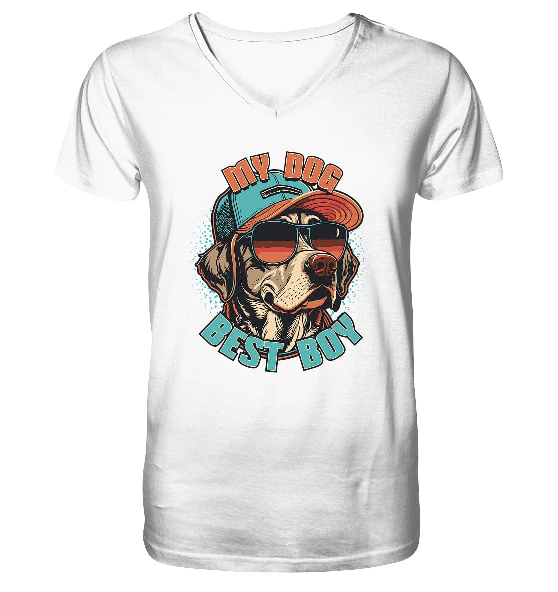 Cool Labrador Dog - My dog best boy - Mens Organic V-Neck Shirt White / S