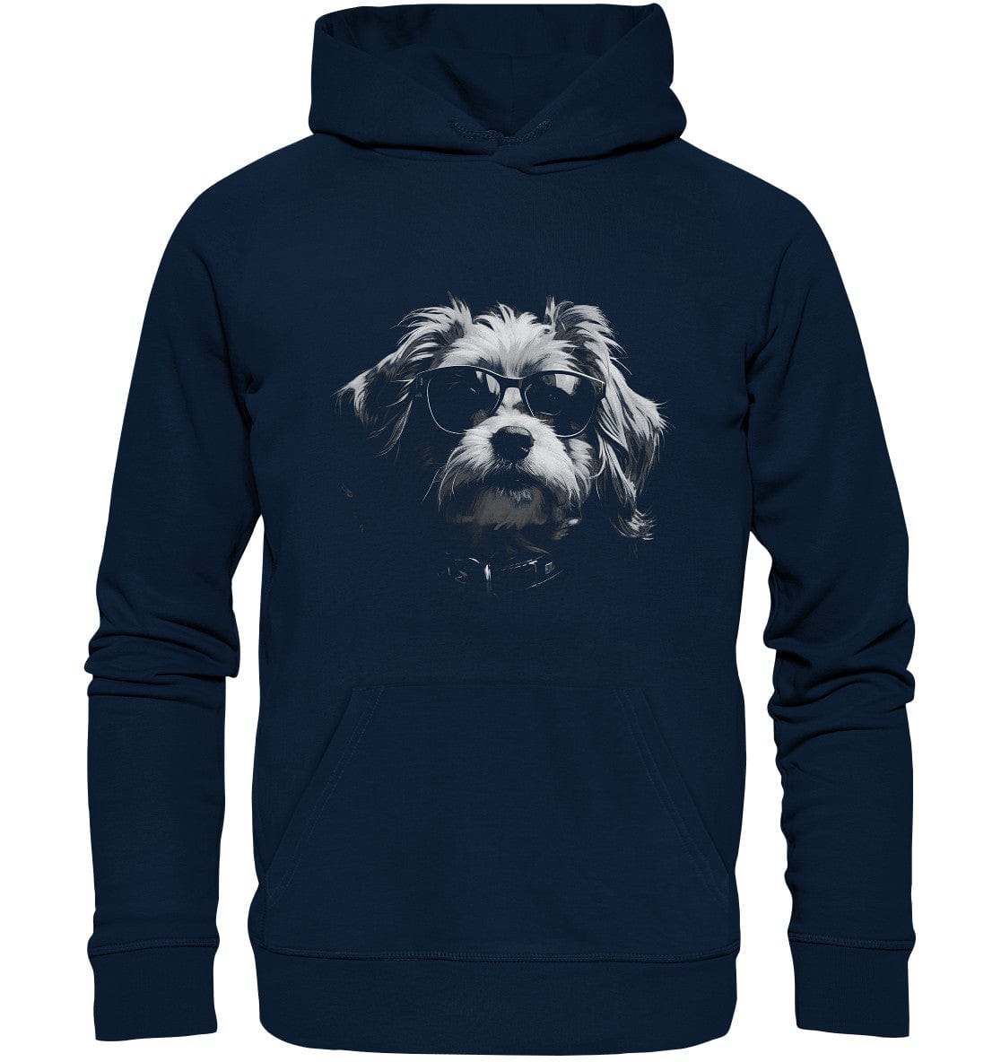 Cooler Hund mit Sonnenbrille - Organic Hoodie French Navy / XS
