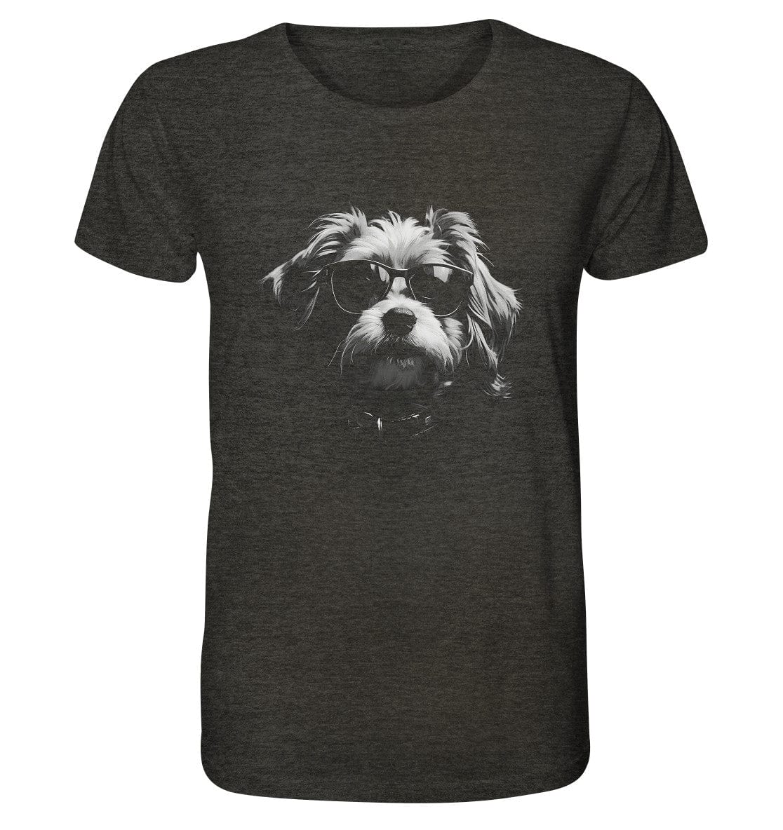 Cooler Hund mit Sonnenbrille - Organic Shirt Dark Heather Grey / XS