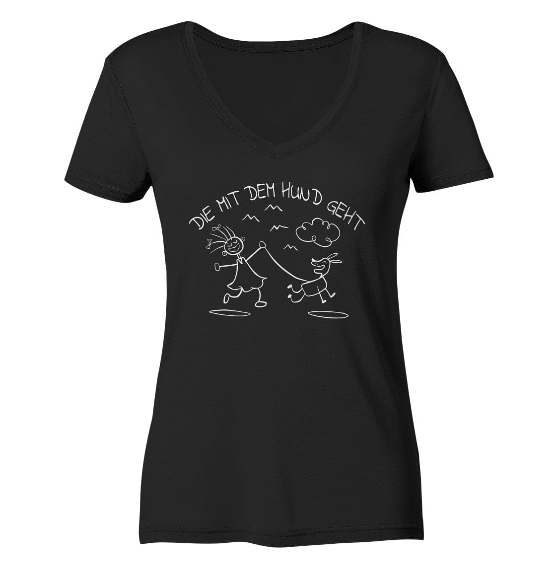 Die mit dem Hund geht - Ladies V-Neck Shirt Black / XS