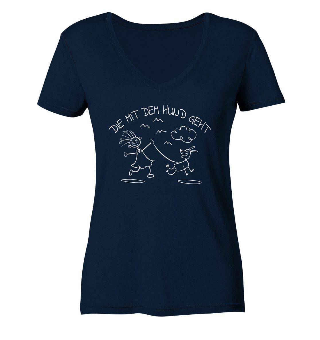 Die mit dem Hund geht - Ladies V-Neck Shirt Navy / XS