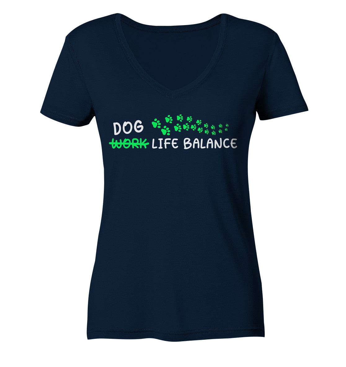 Dog Life Balance - Hundliebhaber - Ladies V-Neck Shirt Navy / XS