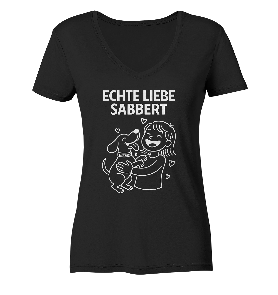 Echte Liebe sabbert - Ladies V-Neck Shirt Black / XS