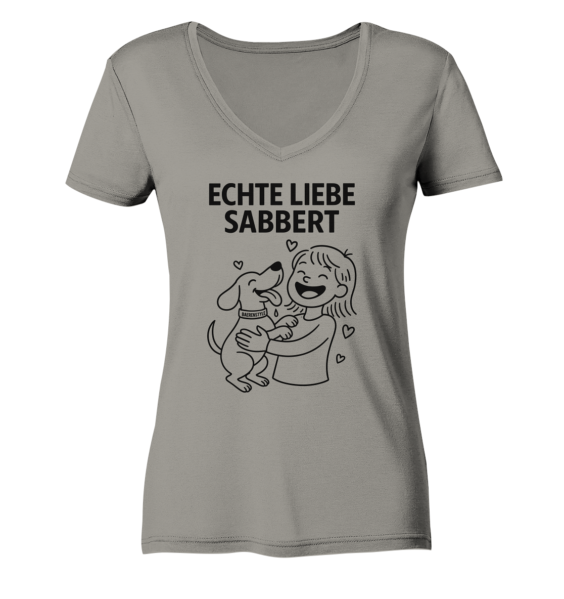 Echte Liebe sabbert - Ladies V-Neck Shirt Light Grey / XS
