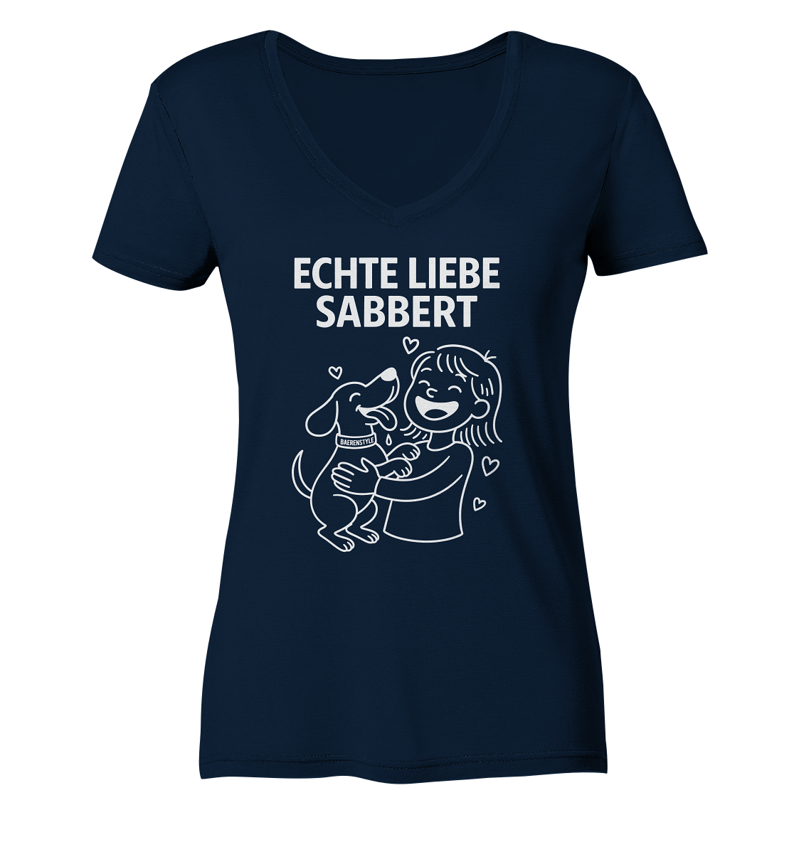 Echte Liebe sabbert - Ladies V-Neck Shirt Navy / XS