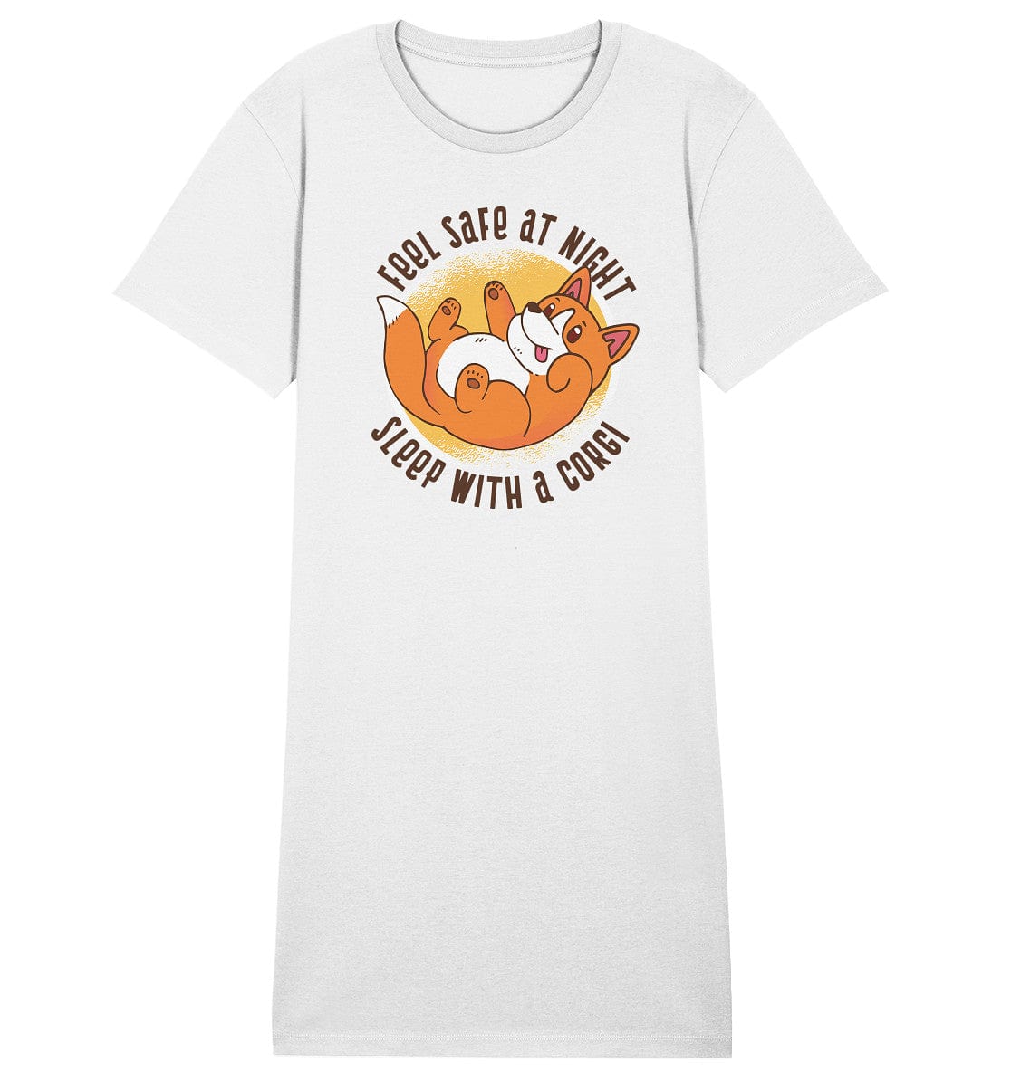 Feel safe at night - Sleep with a Corgi - Ladies Organic Sleepshirt White / S