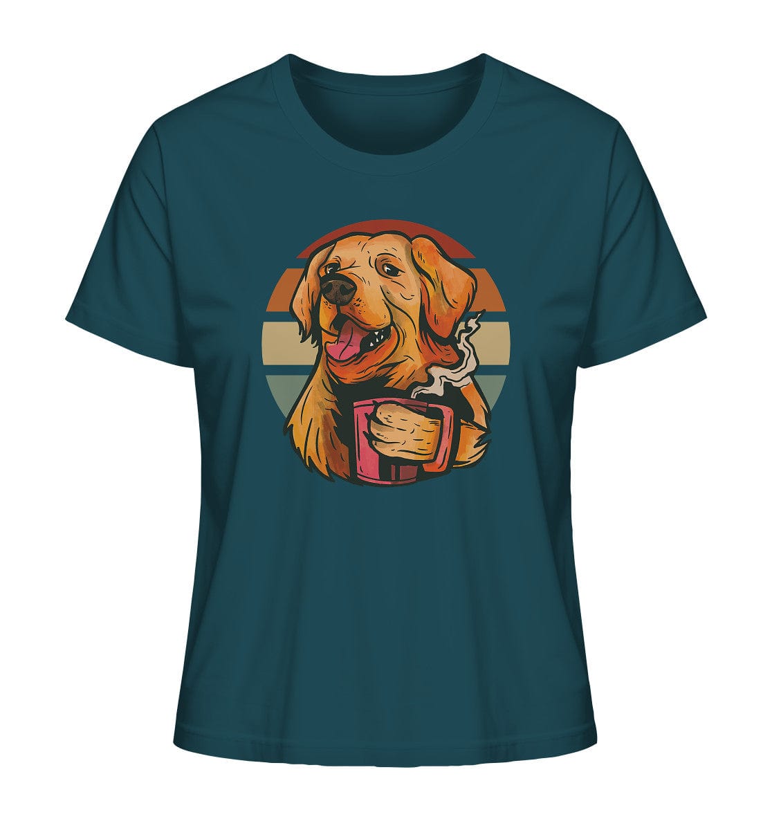 Golden Retriever drinking a cup of coffee - Ladies Organic Shirt Stargazer / XS