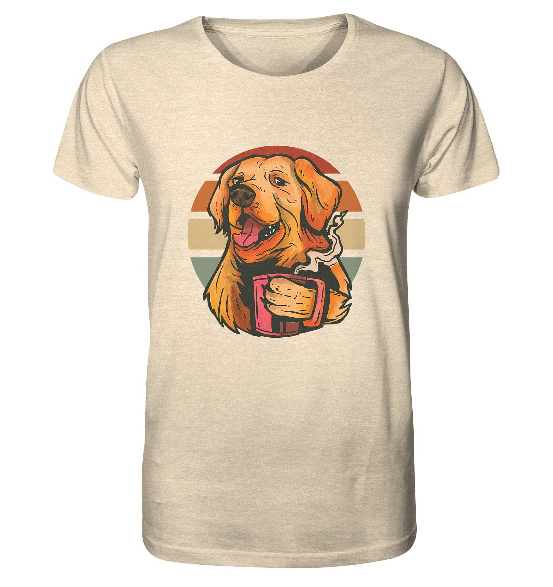 Golden Retriever drinking a cup of coffee - Organic Shirt Natural Raw / XS