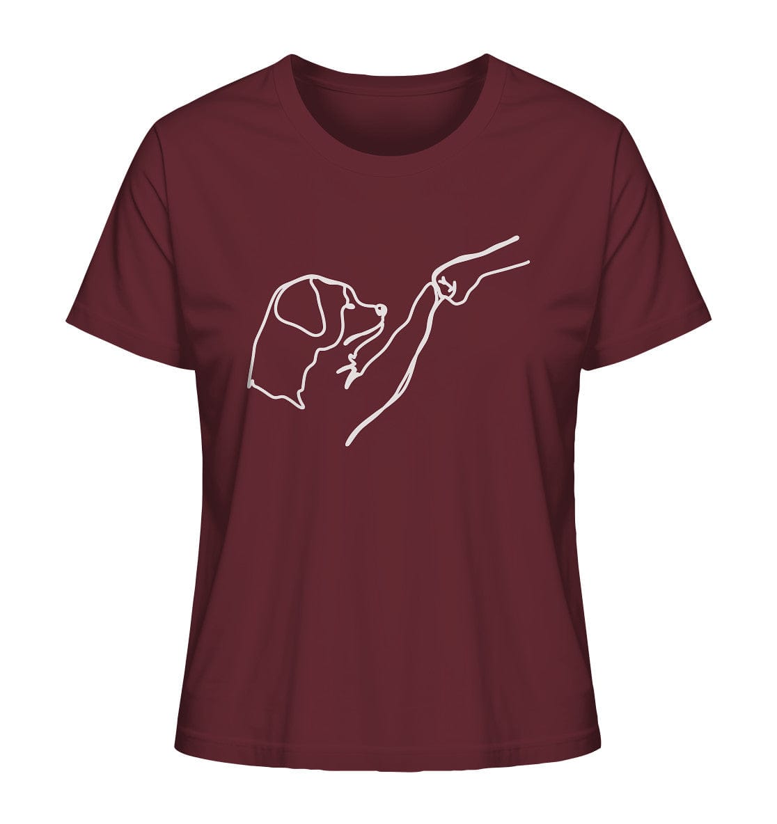 Hund und Mensch in Freundschaft - Hand und Pfote - Ladies Organic Shirt Burgundy / XS