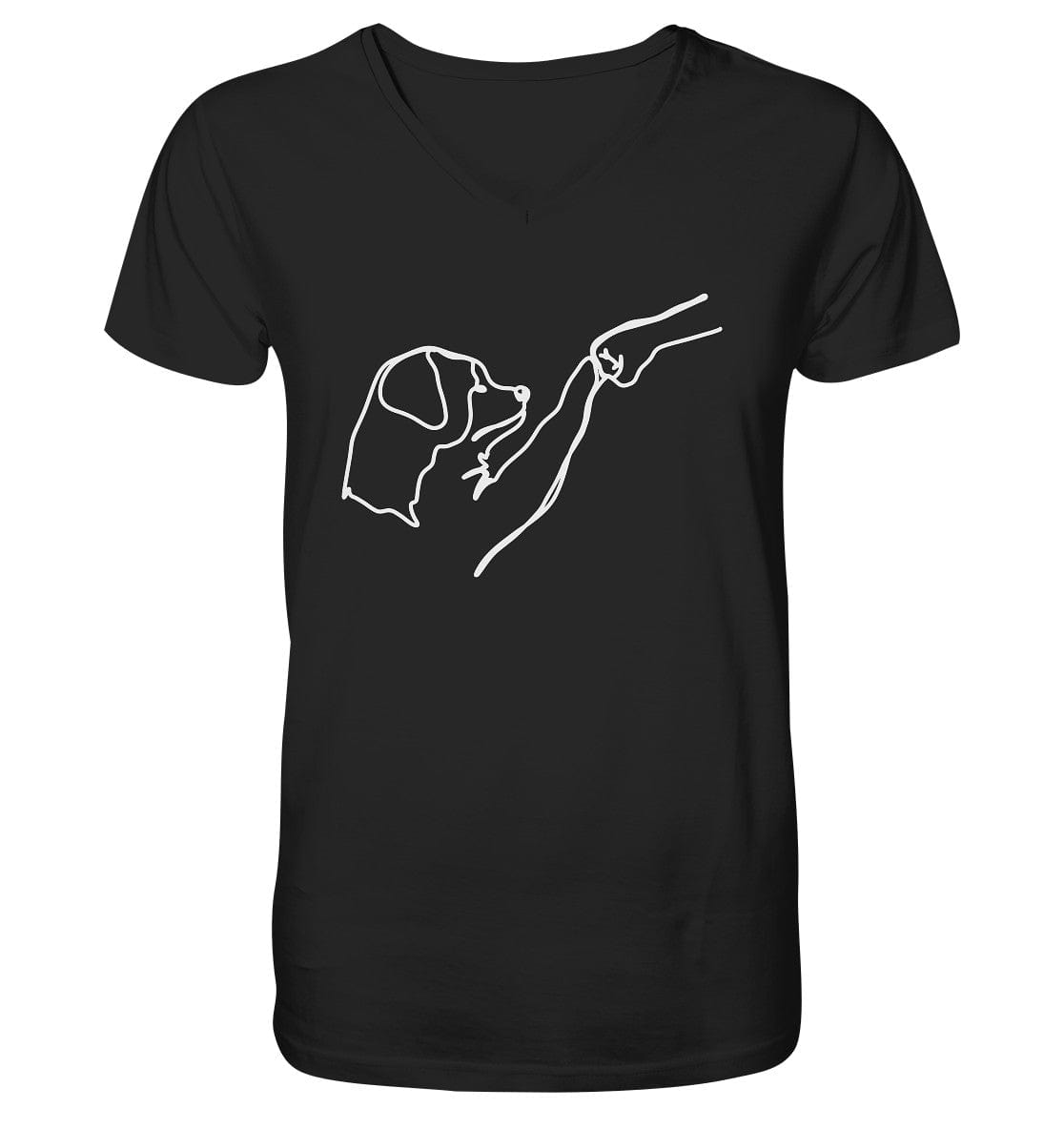 Hund und Mensch in Freundschaft - Hand und Pfote - Mens Organic V-Neck Shirt Black / S