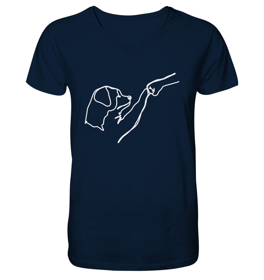Hund und Mensch in Freundschaft - Hand und Pfote - Mens Organic V-Neck Shirt French Navy / S