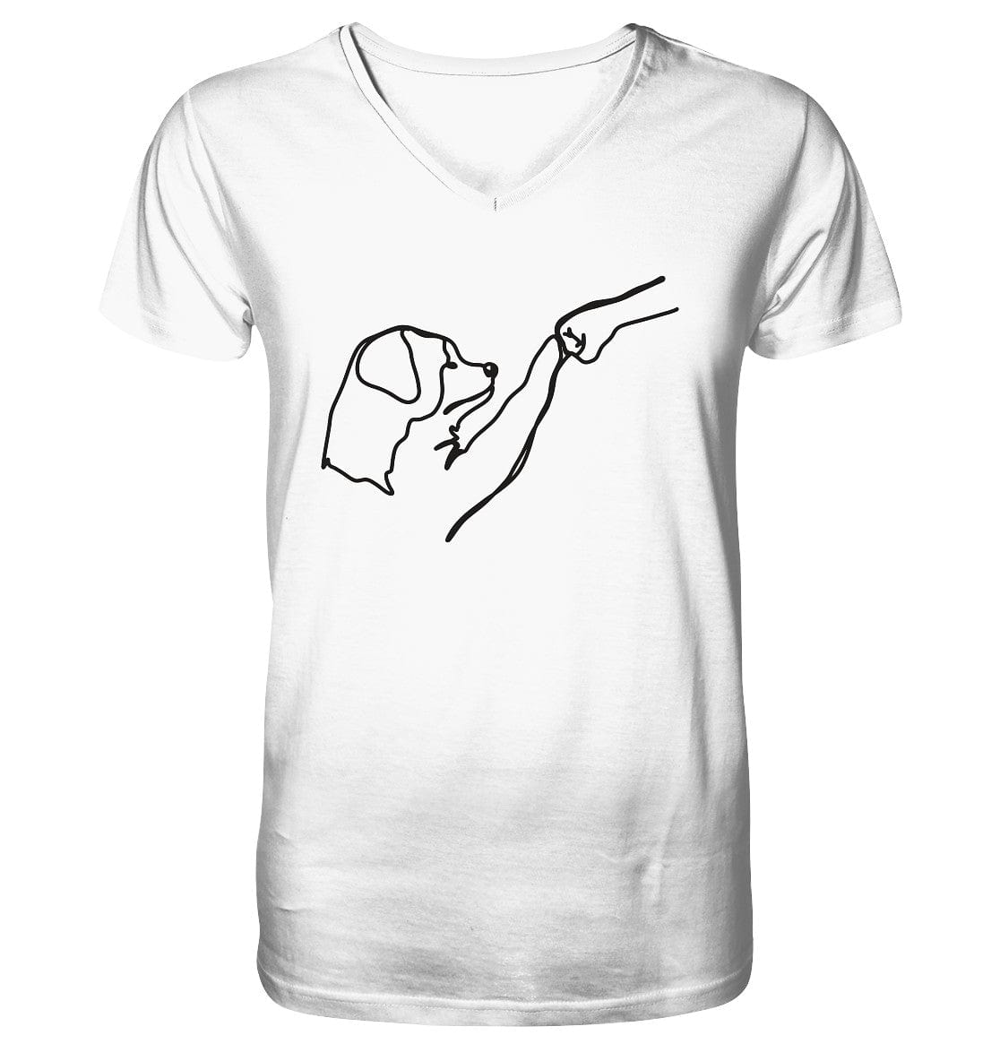 Hund und Mensch in Freundschaft - Hand und Pfote - Mens Organic V-Neck Shirt White / S