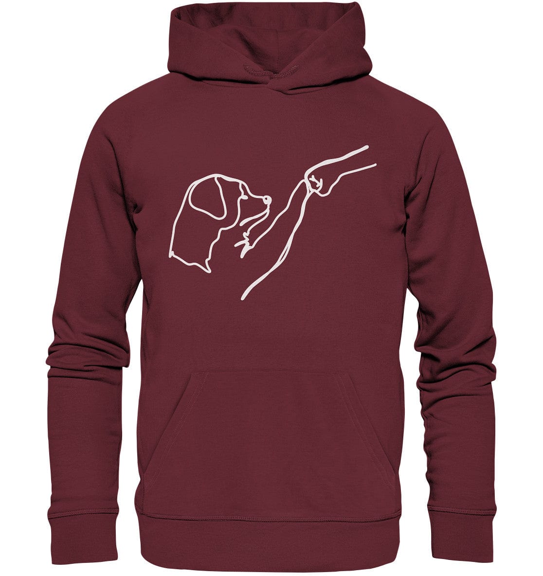 Hund und Mensch in Freundschaft - Hand und Pfote - Organic Hoodie Burgundy / XS
