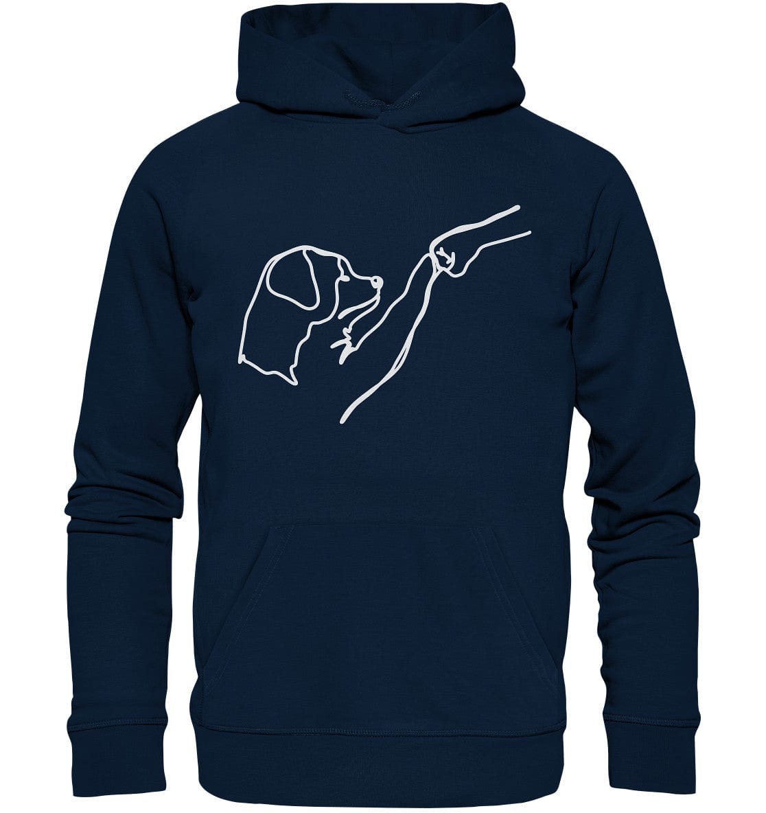 Hund und Mensch in Freundschaft - Hand und Pfote - Organic Hoodie French Navy / XS