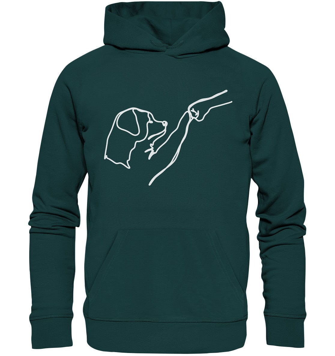 Hund und Mensch in Freundschaft - Hand und Pfote - Organic Hoodie Glazed Green / XS