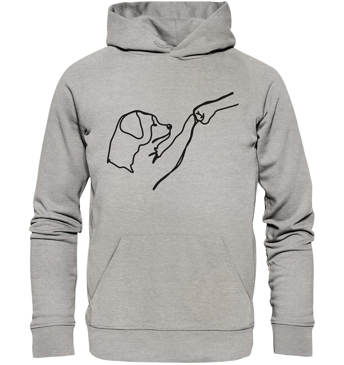 Hund und Mensch in Freundschaft - Hand und Pfote - Organic Hoodie Heather Grey / XS