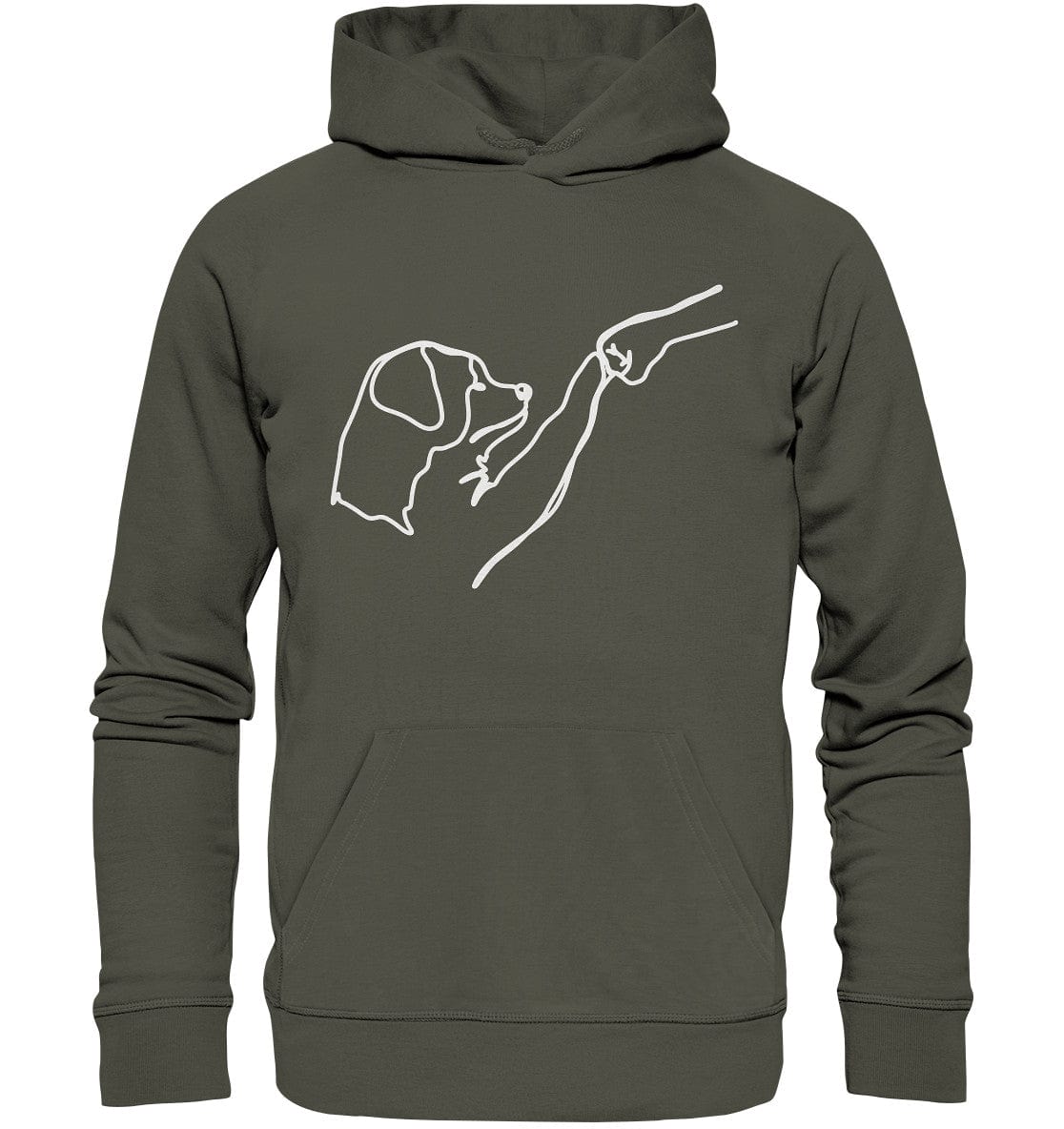 Hund und Mensch in Freundschaft - Hand und Pfote - Organic Hoodie Khaki / XS