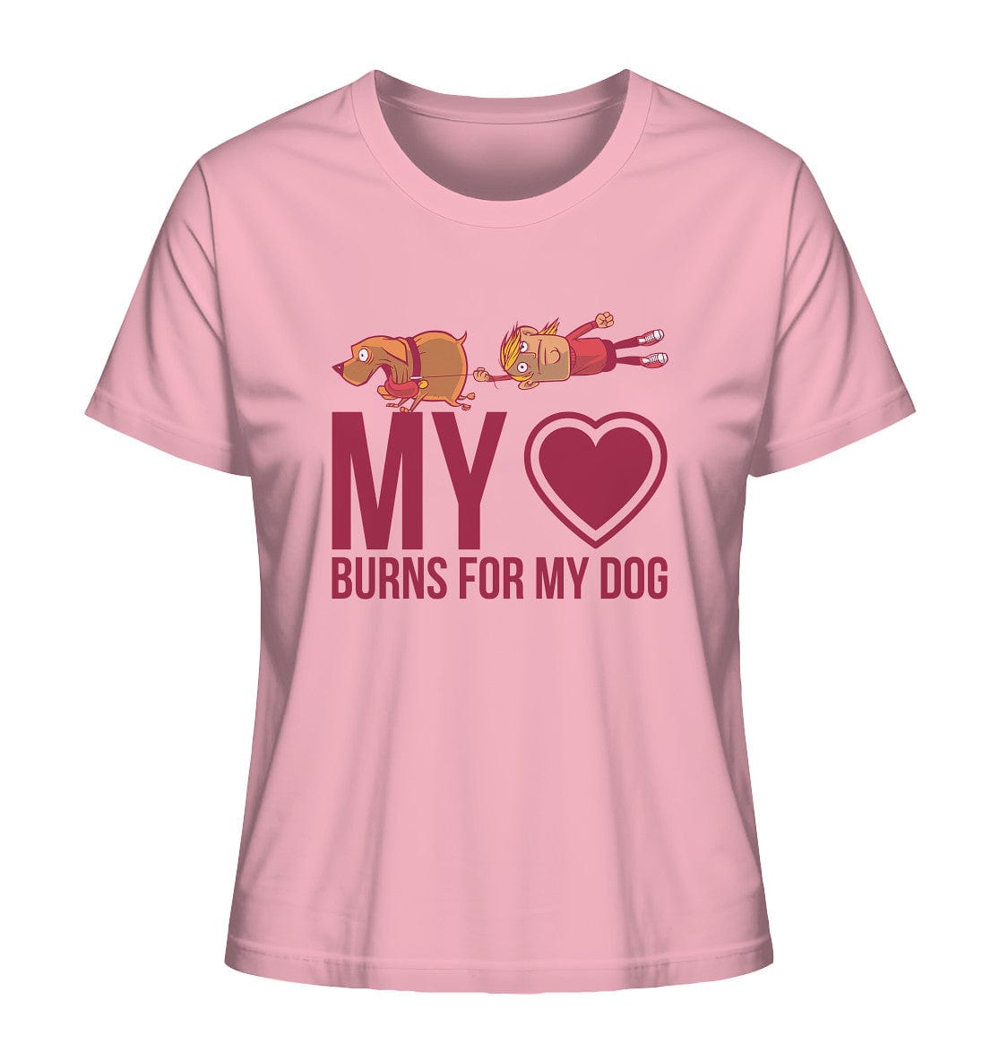 Hundeliebe - My heart burns for my dog - Ladies Organic Shirt Cotton Pink / XS