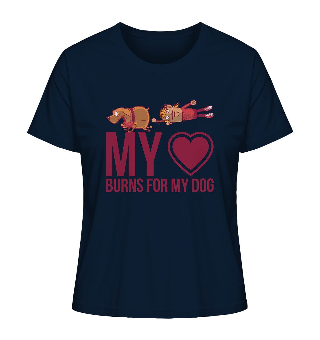Hundeliebe - My heart burns for my dog - Ladies Organic Shirt French Navy / XS