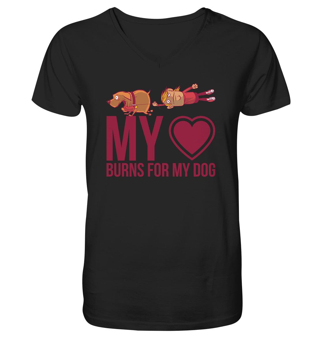 Hundeliebe - My heart burns for my dog - Mens Organic V-Neck Shirt Black / S