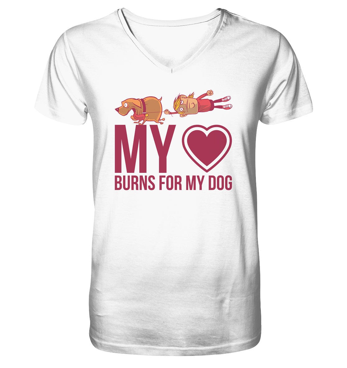 Hundeliebe - My heart burns for my dog - Mens Organic V-Neck Shirt White / S