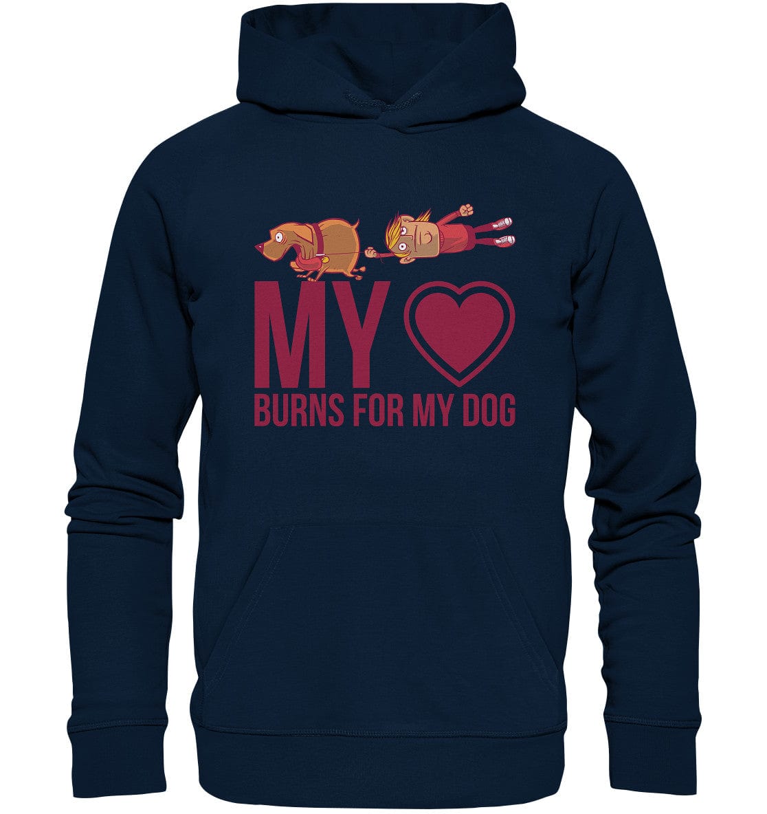 Hundeliebe - My heart burns for my dog - Organic Hoodie French Navy / XS