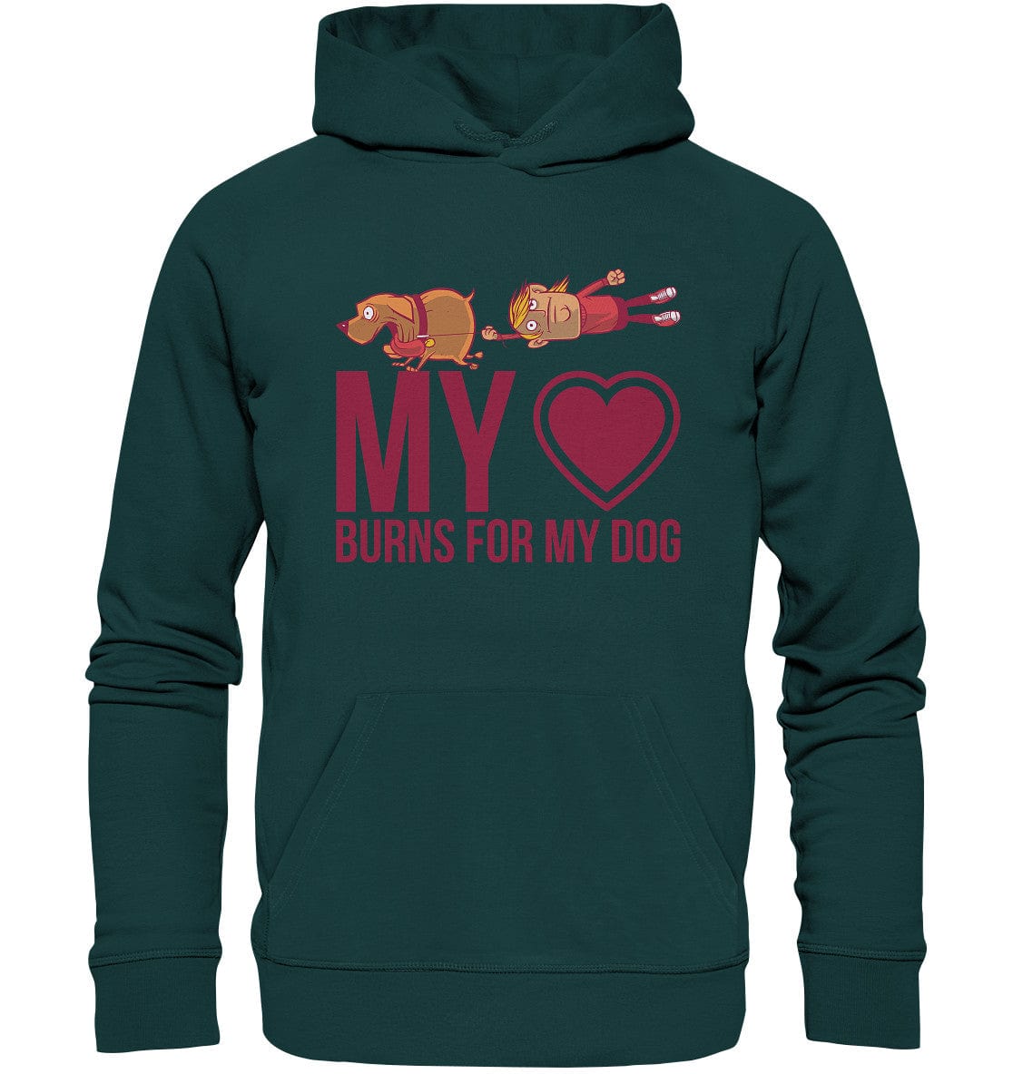 Hundeliebe - My heart burns for my dog - Organic Hoodie Glazed Green / XS