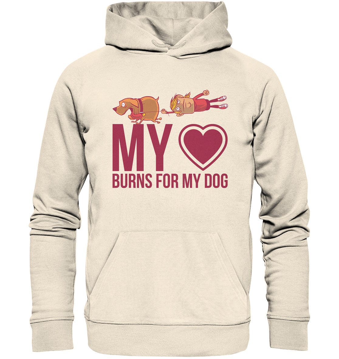 Hundeliebe - My heart burns for my dog - Organic Hoodie Natural Raw / XS