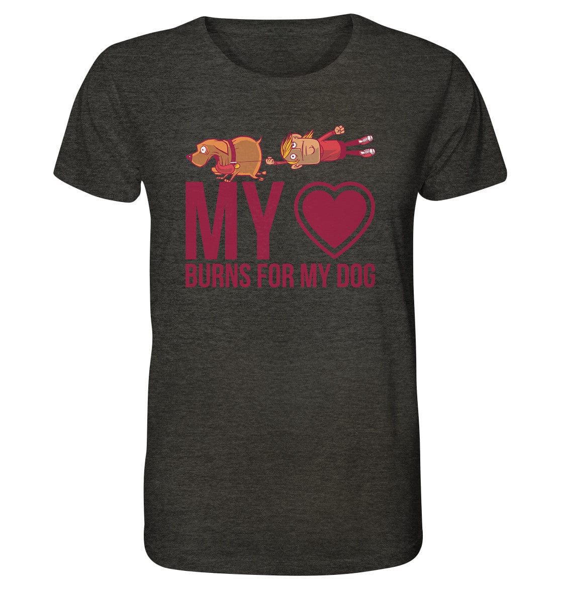 Hundeliebe - My heart burns for my dog - Organic Shirt Dark Heather Grey / XS