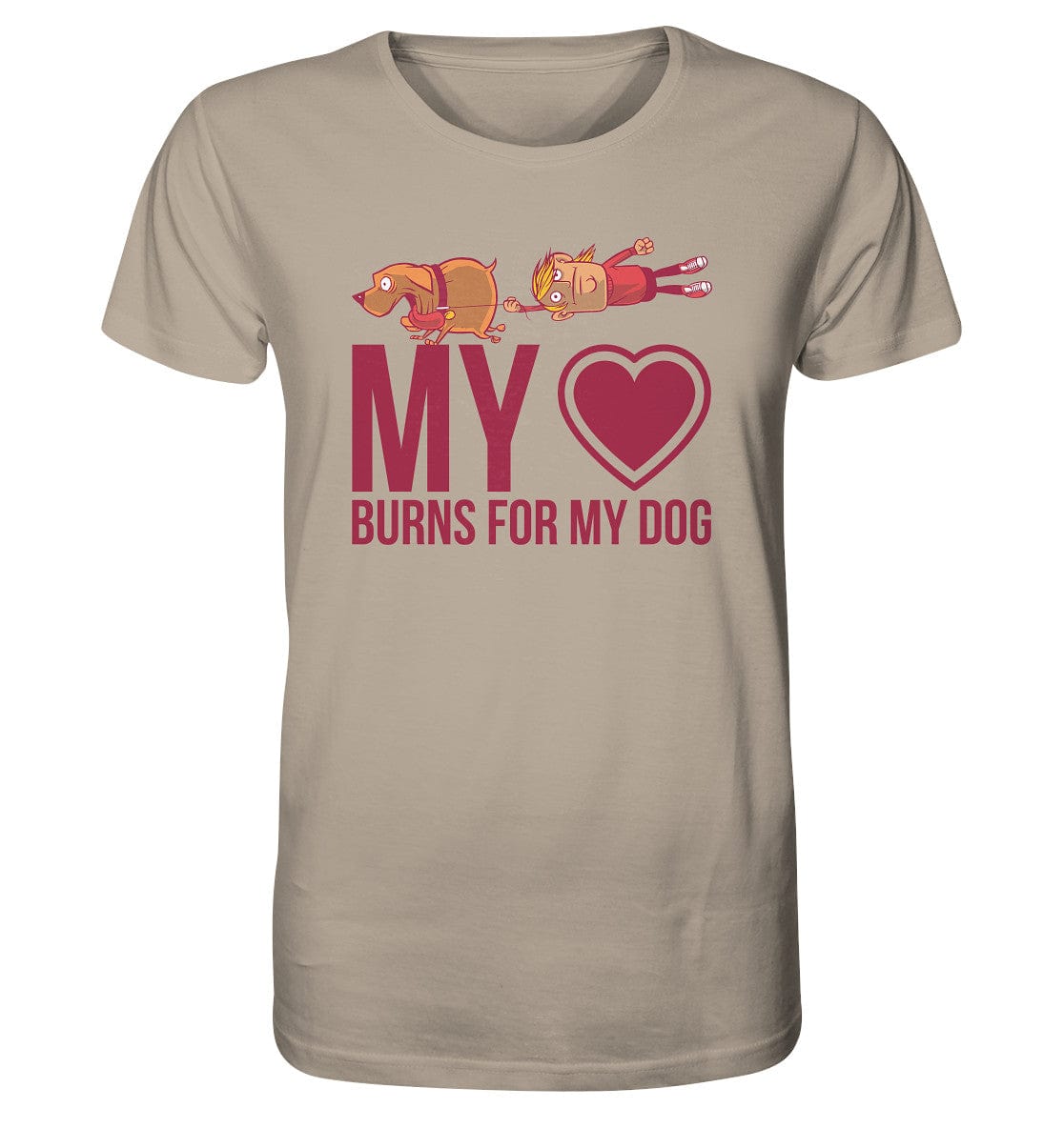 Hundeliebe - My heart burns for my dog - Organic Shirt Desert Dust / XS