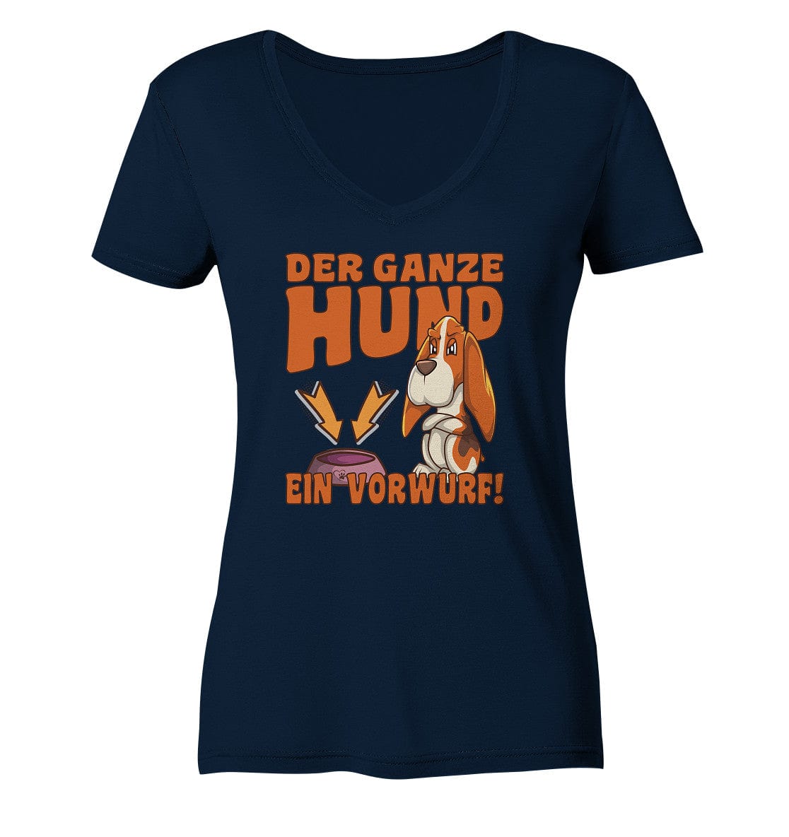 Jagdhund - Der ganze Hund ein Vorwurf - Ladies V-Neck Shirt Navy / XS