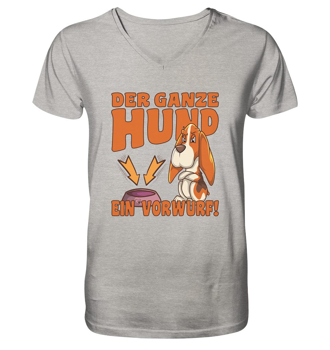Jagdhund - Der ganze Hund ein Vorwurf - Mens Organic V-Neck Shirt Heather Grey / S