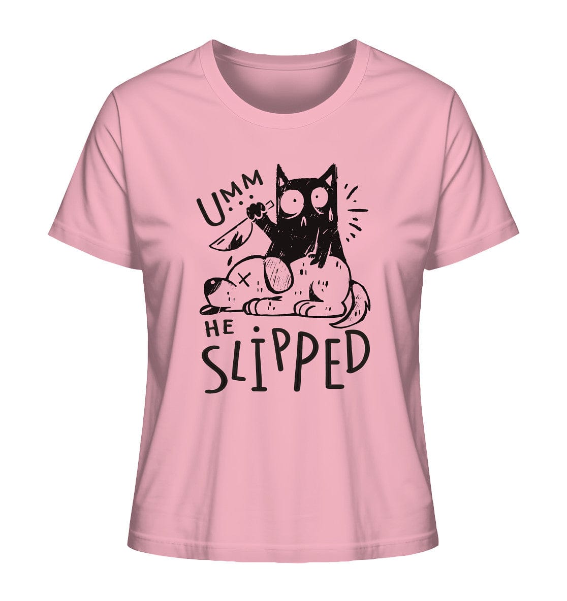 Katze tötet schlafenden Hund - Ladies Organic Shirt Cotton Pink / XS