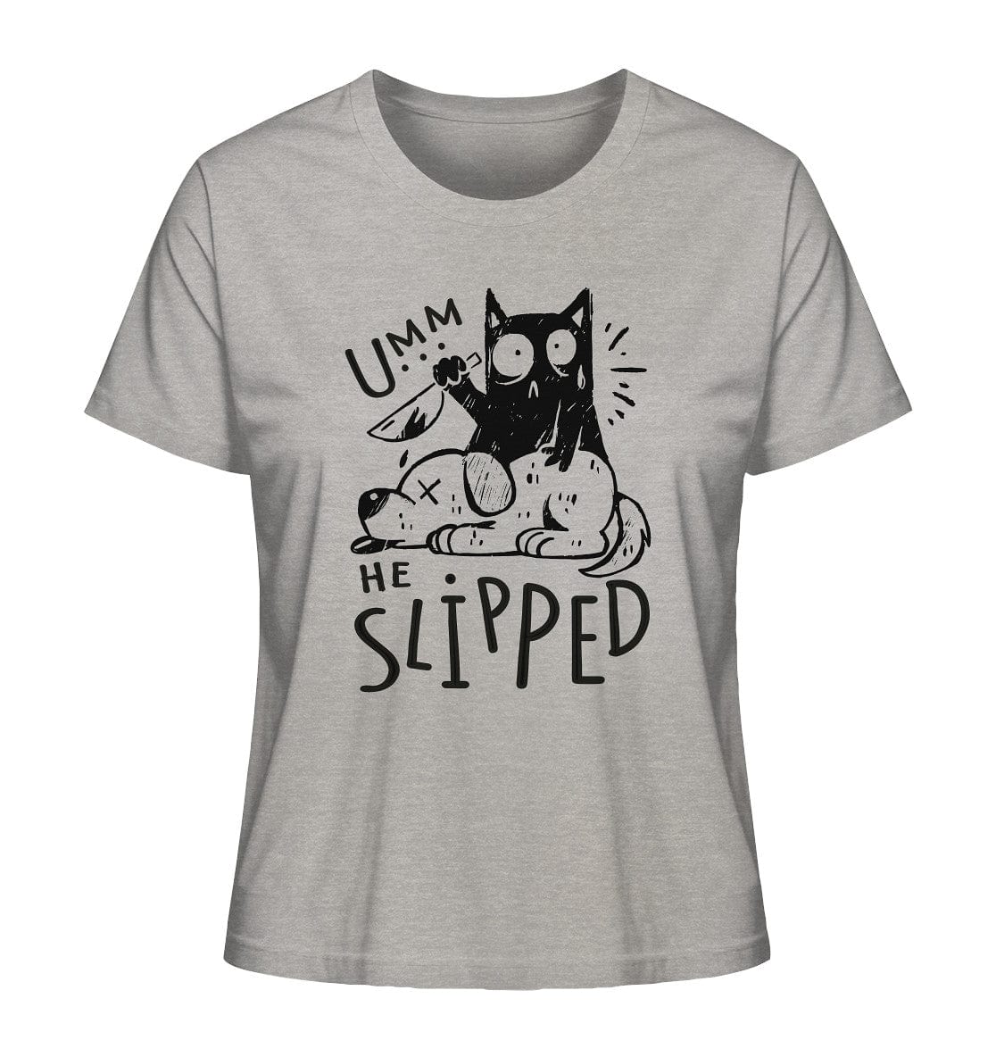 Katze tötet schlafenden Hund - Ladies Organic Shirt Heather Grey / XS