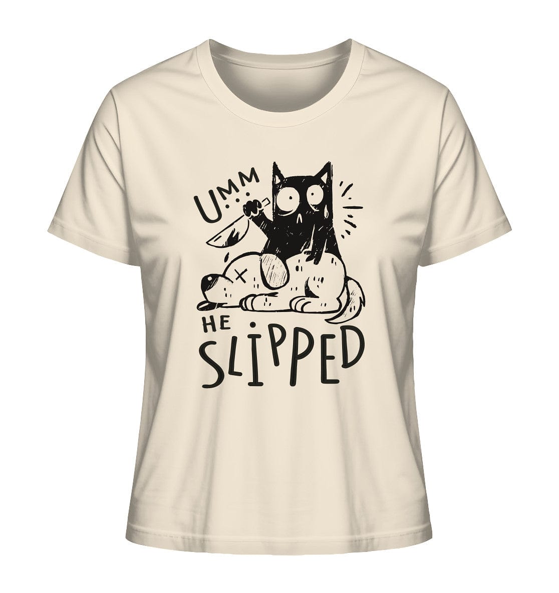 Katze tötet schlafenden Hund - Ladies Organic Shirt Natural Raw / XS