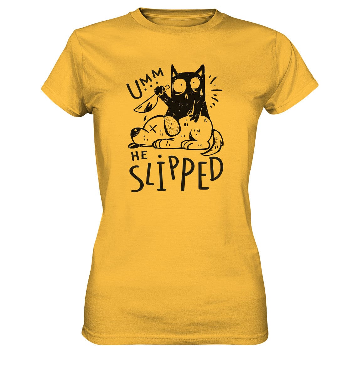 Katze tötet schlafenden Hund - Ladies Premium Shirt Gold / XS