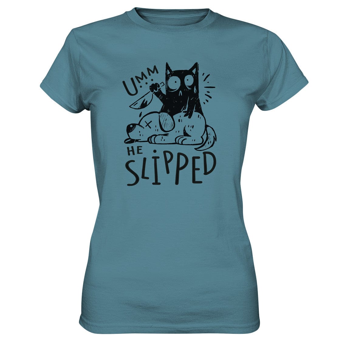 Katze tötet schlafenden Hund - Ladies Premium Shirt Stone Blue / XS