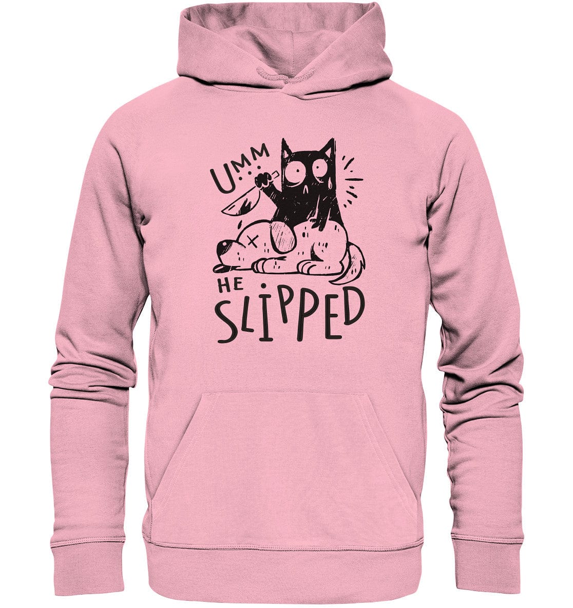 Katze tötet schlafenden Hund - Organic Hoodie Cotton Pink / XS