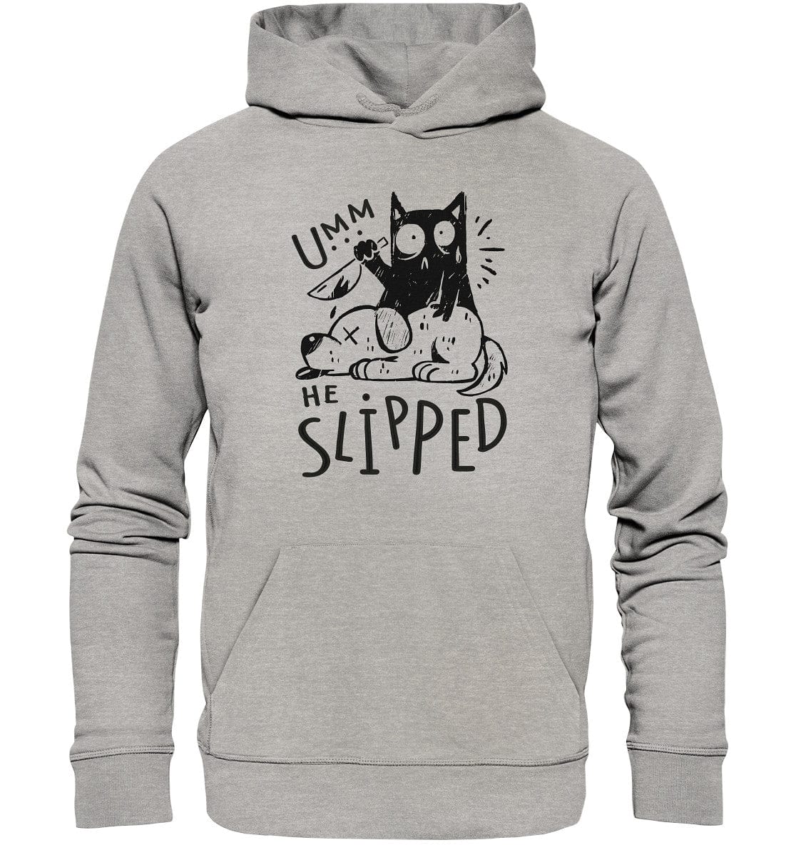 Katze tötet schlafenden Hund - Organic Hoodie Heather Grey / XS
