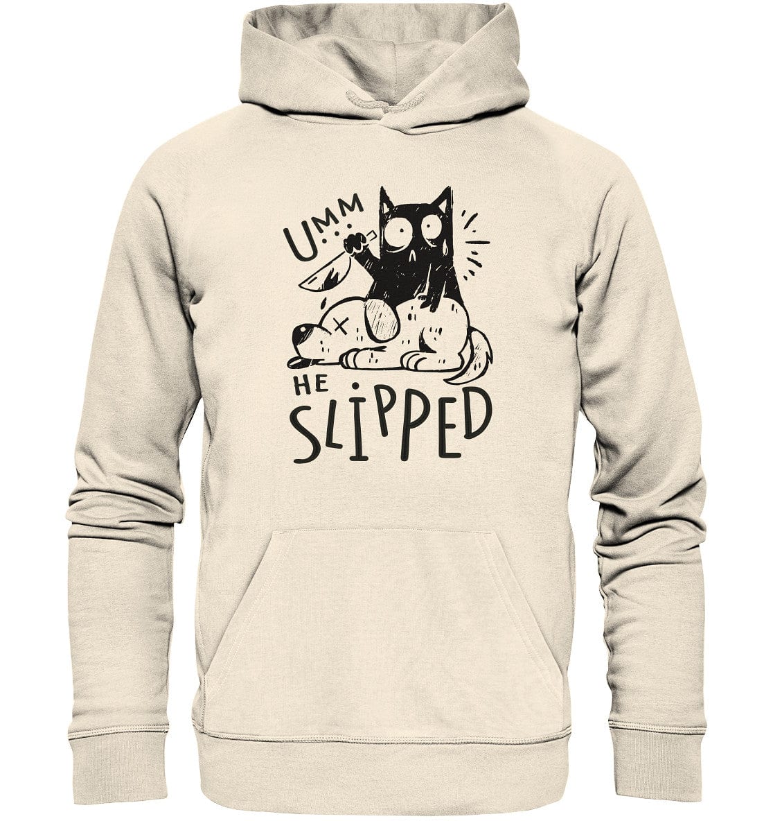 Katze tötet schlafenden Hund - Organic Hoodie Natural Raw / XS