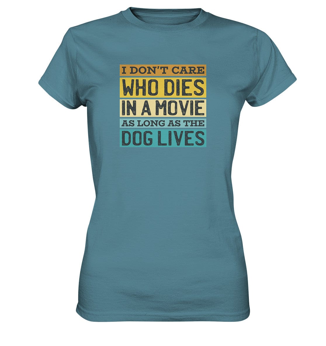 Kino meets Hund - I don't care who dies in a movie... - Ladies Premium Shirt Stone Blue / XS