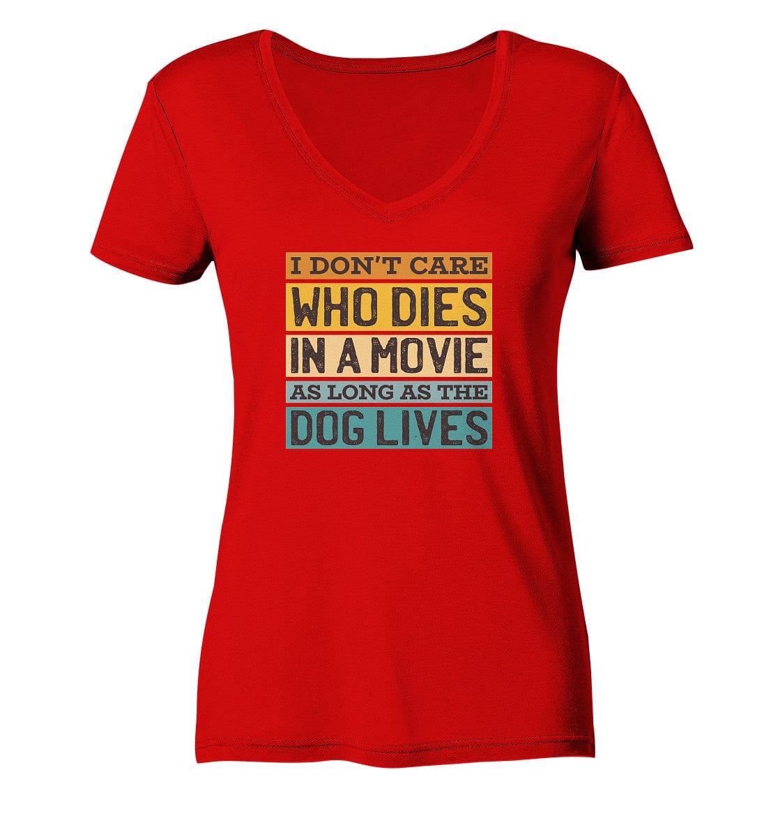 Kino meets Hund - I don't care who dies in a movie... - Ladies V-Neck Shirt Red / XS