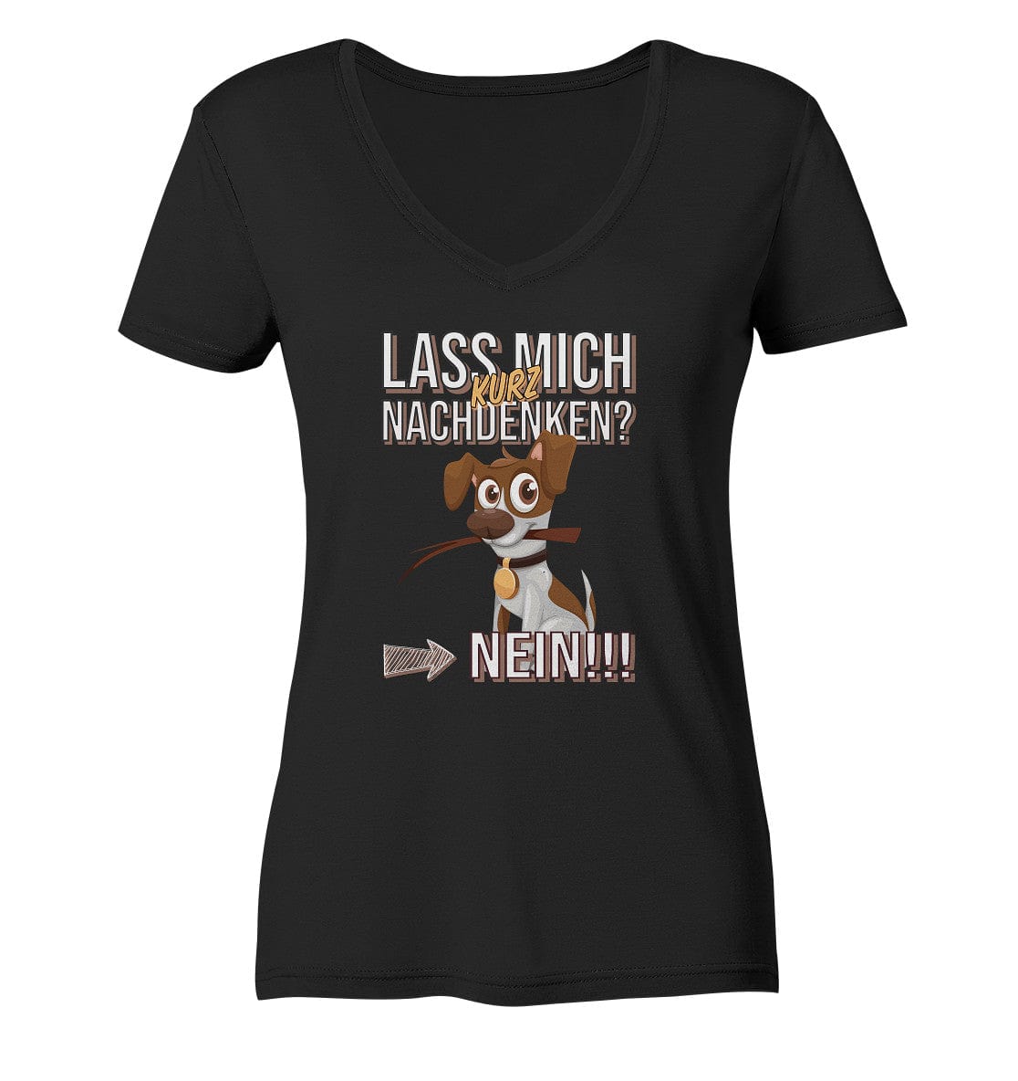 Lass mich kurz nachdenken - Jack Russel - Ladies V-Neck Shirt Black / XS