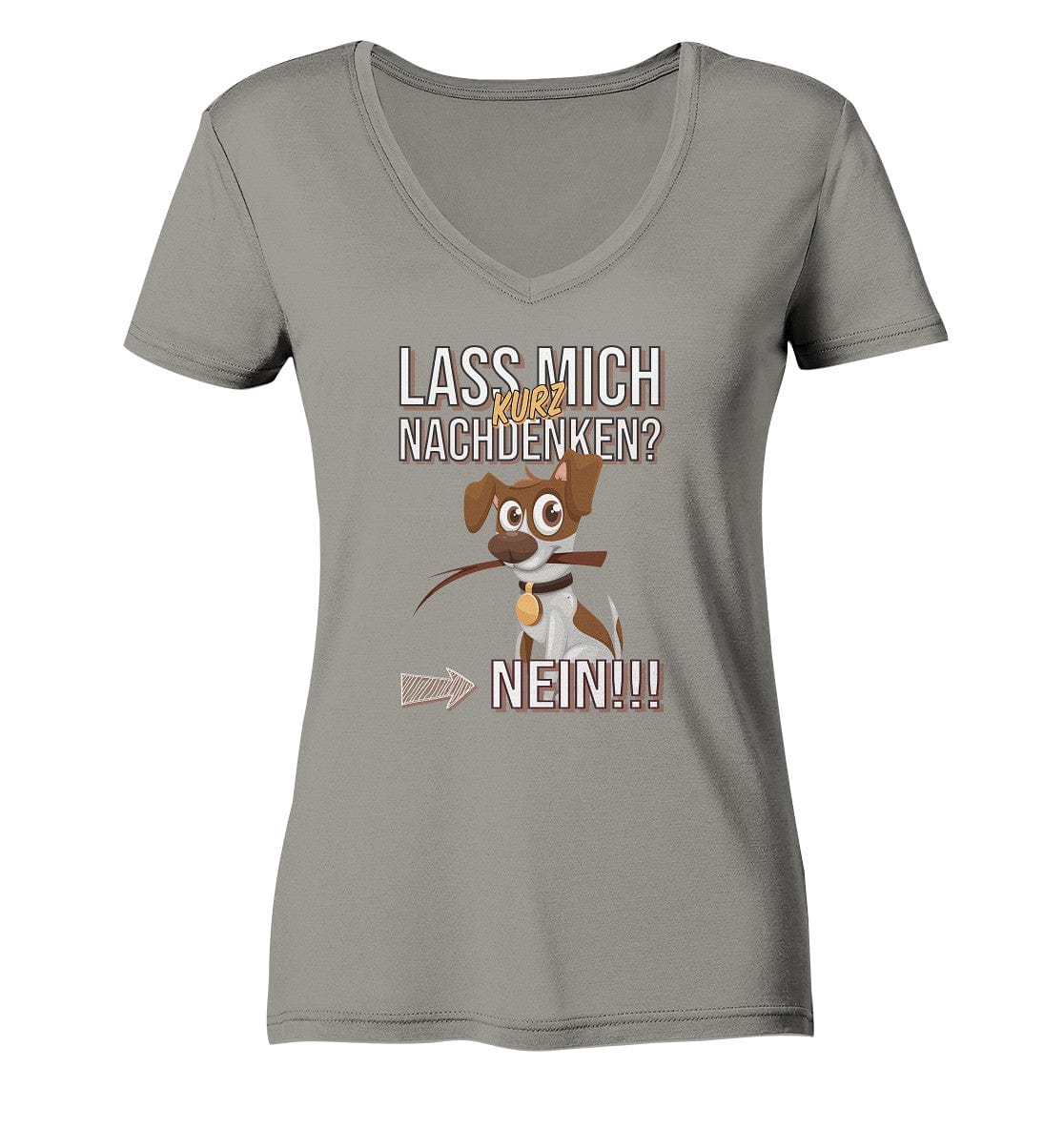 Lass mich kurz nachdenken - Jack Russel - Ladies V-Neck Shirt Light Grey / XS
