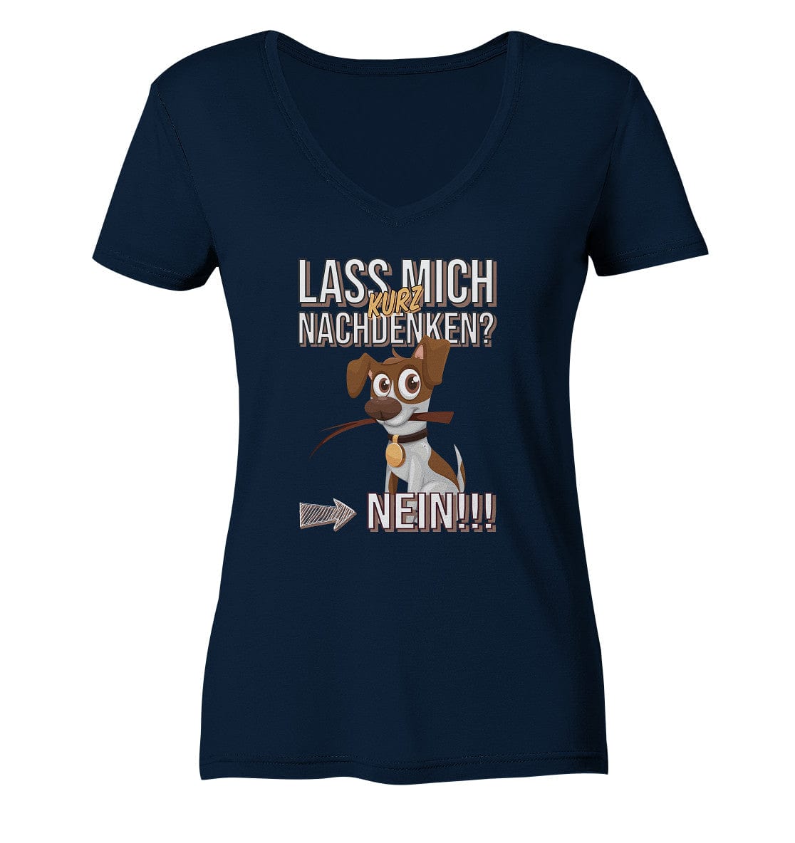Lass mich kurz nachdenken - Jack Russel - Ladies V-Neck Shirt Navy / XS